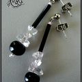 Boucles "clous" noires et roses.