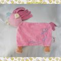 Doudou Peluche Plat Licorne Rose Bleu Fleurs Bengy