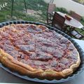 Tarte au bacon et moutarde aromatisée chèvre au basilic 