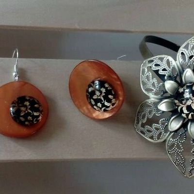 Boucles d'oreilles + bague + serre tête