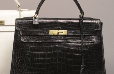 Hermès Paris Made in France. Sac Kelly, 32 cm en crocodile noir