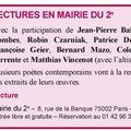 Lectures à la mairie du deuxième arrondissement de Paris