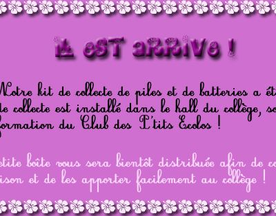 Actualité - Lancement de la collecte de piles et de batteries