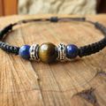 Bracelet homme pierre de protection Lapis lazuli et Oeil de tigre Bohême