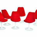 6 Chaises en fonte d'aluminium moulée - SAARINEN, KNOLL, Epoque 1960