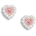 A Pair of Exquisite 0.95 and 0.84 carat Fancy Intense Pink Diamond and Diamond Earrings