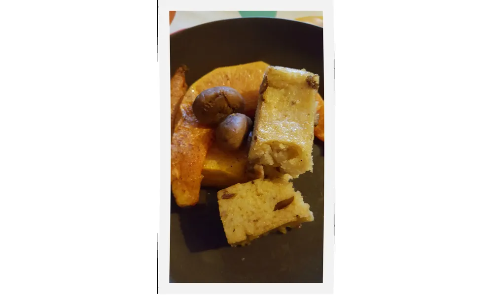 Bâtonnets de polenta à la châtaigne et potiron rôti