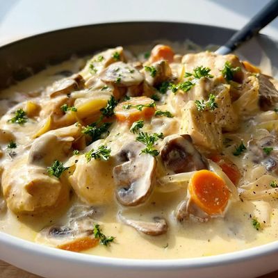 Blanquette de Poulet : La Recette Familiale et Onctueuse aux Champignons 🍲🥕