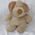 Doudou Peluche Chien Beige Marron Nicotoy 27 cm