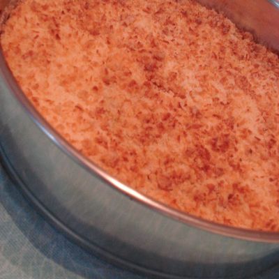 Clafoutis de bananes et poires, streusel à la noix de coco