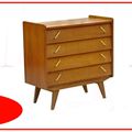 COMMODE VINTAGE POIGNEES INCLINEES 1960 