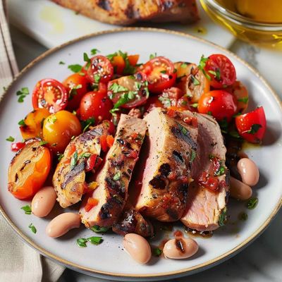 Filet de porc grillé rapide et salade de haricots 🥩