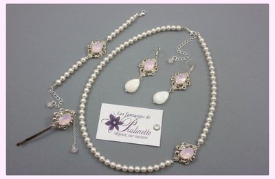 Parure de mariage perles nacrées et cristal Rose-May