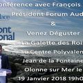 Conférence de Francois de Voyer du Forum économique Audace le 19 Janvier à Olonne sur Mer