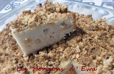 Gâteau de semoule de fonio, crumble au pralin