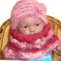 Ensemble bonnet et col de laine pour enfant : modèle "rubis"