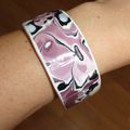 bracelet ouvert pate polymere mokume gane prune