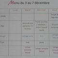 Menu du 3 au 7 décembre