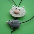 pendentif chat+souris