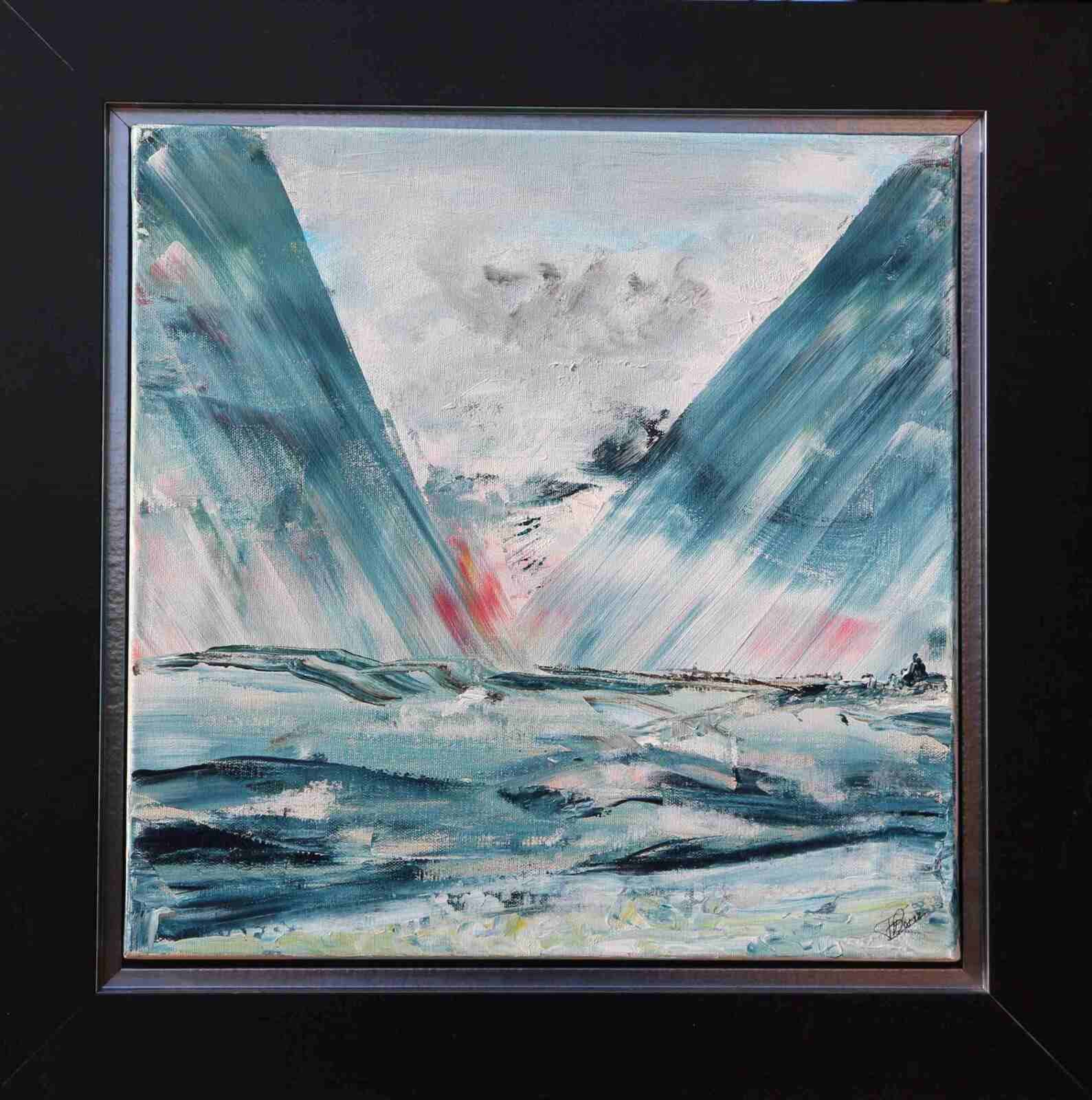 Cap nord- acryl 2012- 40 X 40 cm- cadre noir fil argent (n°27 )-