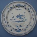 ASSIETTE FAIENCE OISEAU BLEU