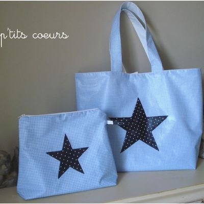 Cabas de weekend et sa trousse de toilette