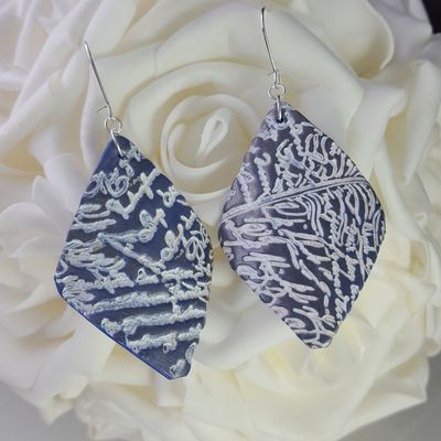 Parure écritures plume bleu/gris