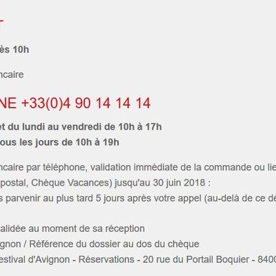 Réservations pour le Festival d'Avignon 
