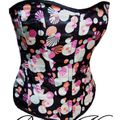 LE CORSET EN SATIN NOIR COULEURS PSYCHEDELIQUES 