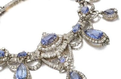 Sapphire and diamond necklace, circa 1880