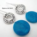 BO436 - Boucles d'oreille océanes en tagua bleue