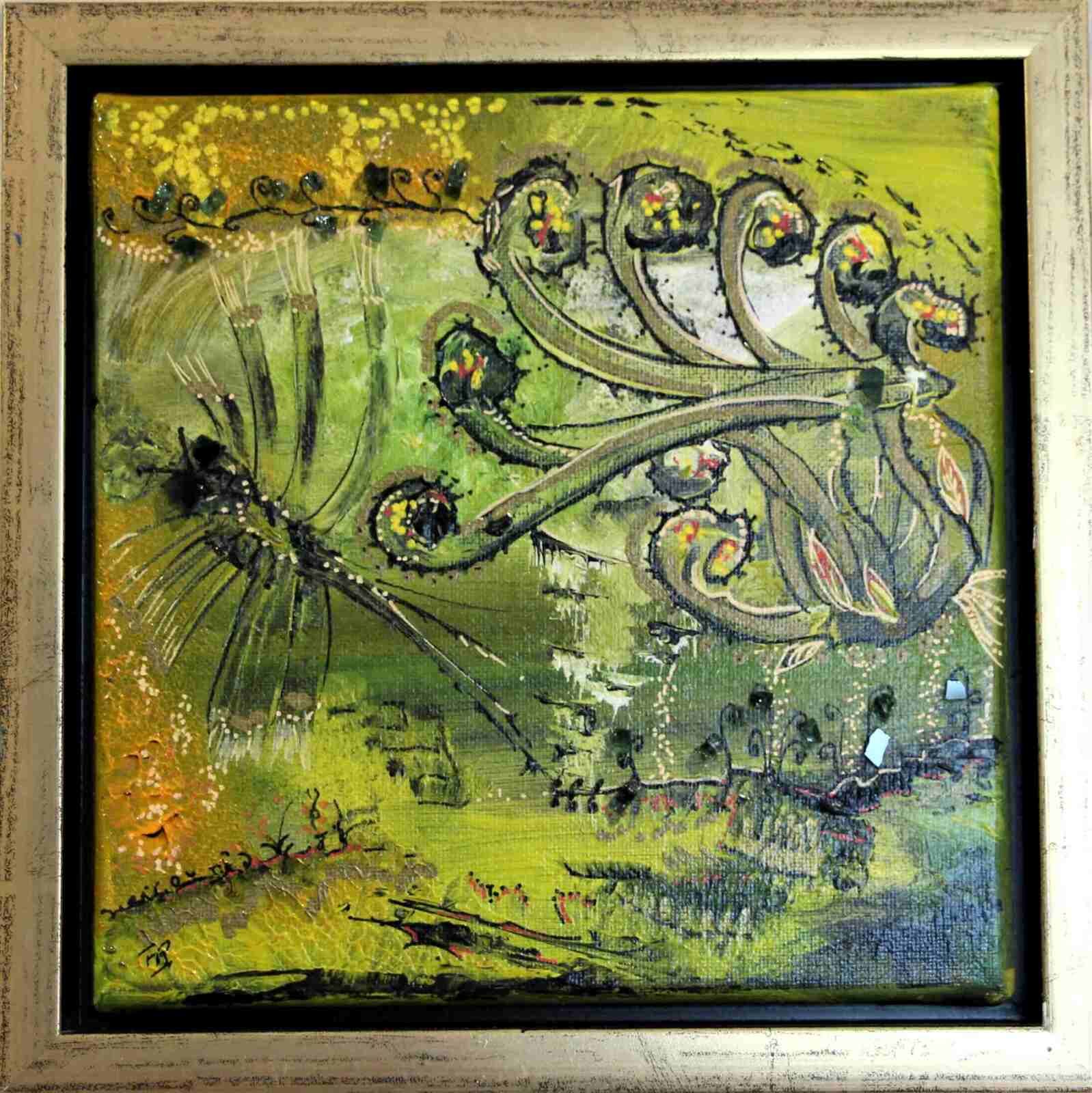 Les carnassières acryl 2021- 20X20cm- cadre doré- N °207,