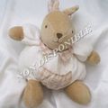 Doudou Lapin Patapouf Blanc Carreaux Marron Tartine Et Chocolat