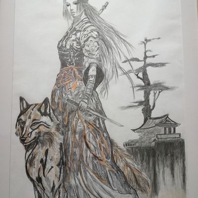 Dessi style japonais : "La gardienne du Temple"