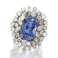 Sapphire and diamond cluster ring