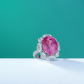 An important 18.83 carats Ceylon oval-shaped pink sapphire and diamond ring