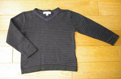 Pull rayé noir/violet en coton/laine * Vert Baudet * petit 3 ans