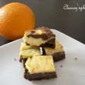 La saga de l'orange III, ça continue avec un brownie-cheesecake à l'orange
