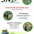 Vacances printemps/été 2013 pour vos enfants de 8 à 15 ans