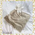 Doudou Peluche Ours Blanc 21 cm Mouchoir Taupe 40*40 cm La Galleria