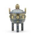 A rare cloisonné enamel tripod incense burner and a cover, ding, Qianlong period (1736-1795)