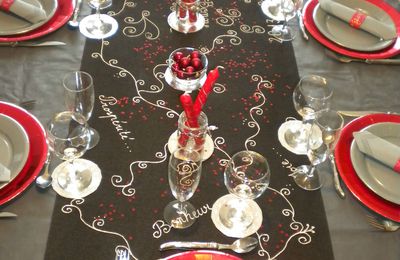 DIY - Décorer une table avec les moyens du bord (table de fête rouge et argent)