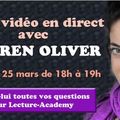 Lauren Oliver en chat sur Lecture Academy le 25 mars : la vidéo 