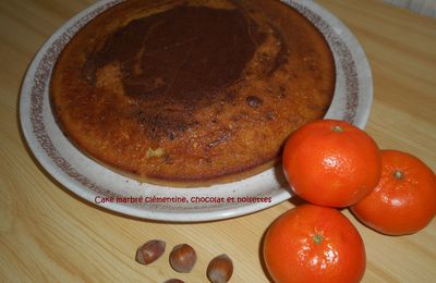 Cake marbré clémentine, chocolat et noisettes