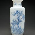 A rare blue and white rouleau vase, Kangxi period, 17th century