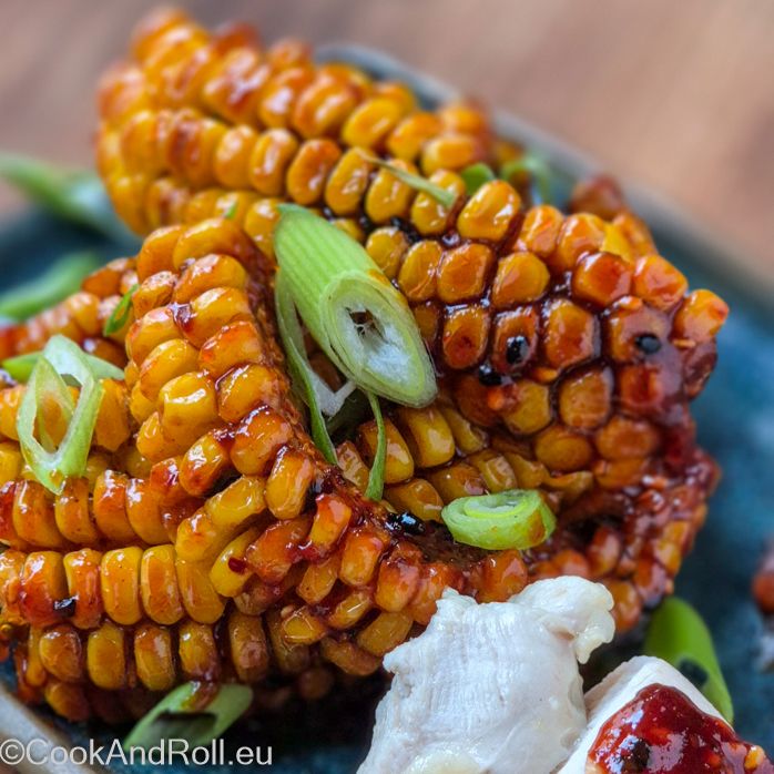 Maïs frais frit à la pâte de piment gochujang