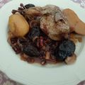 Cailles au vin de Madiran et aux pruneaux et foie gras