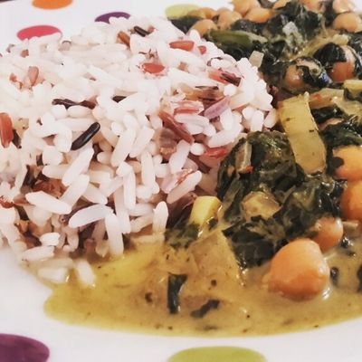 Curry épinards/pois chiches et riz sauvage