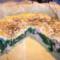 Tarte-quiche aux épinards, saumon et parmesan