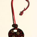 COL075 - Pendentif fimo roses rouges et fleurs orange